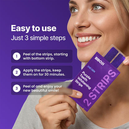 BBOJI Purple Teeth Whitening Strips | Fast, Gentle & Peroxide-Free Whitening